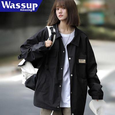 WASSUP AMAZING Women's Retro Loose Fit Workwear Jacket