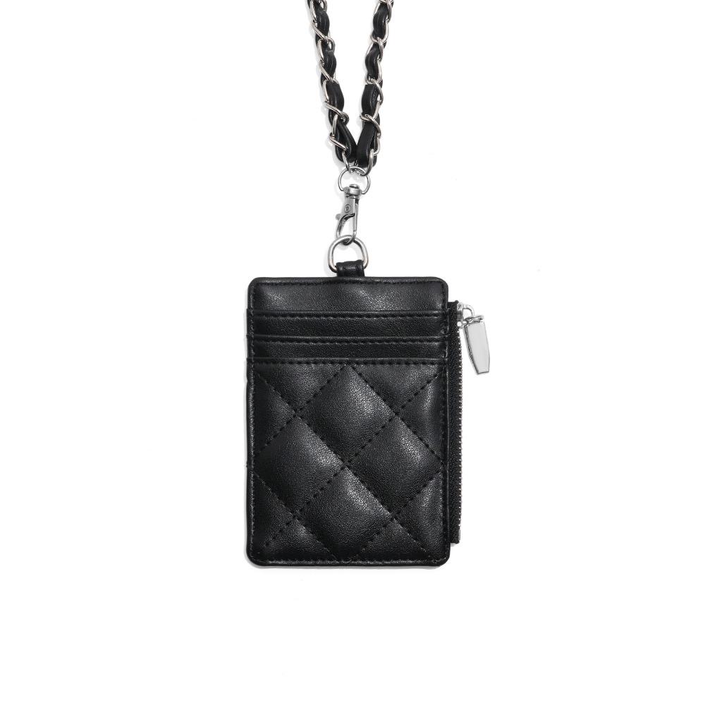Creative Chain Card Holder PU Leather with Lanyard ID Card Card Holder Photos Protective Cover