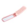 Self Cleaning Pocket Folding Hair Brush Portable Travel Hair Brush with Mirror for Women Travel Pink
