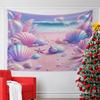 Pastel Seashell Beach with Starfish Scene Pattern Wall Hanging Tapestry Decorative Tapestry Home Decor for Bedroom and Living Room