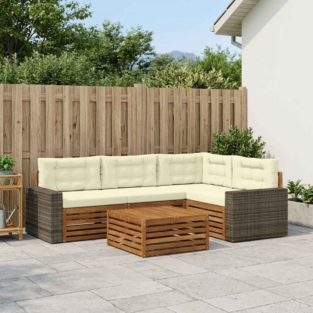 Outdoor Sofa Set 5 pcs Natural & Cream 79 x 79 x 37 cm