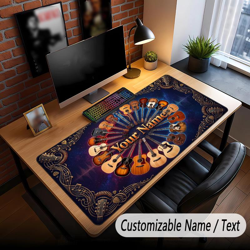 Music Guitar Theme Custom Mouse Pad Personalized With Name Text Customized Desk Mat For Office Home Decor
