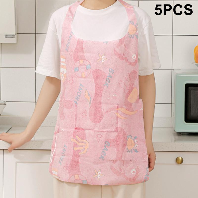5 Stück Einwegschürze Für Topf Ölfest Anti-Fouling Schürzen Erwachsene Tragbar Reinigung Kochen Vlies Wasserdicht Delantal