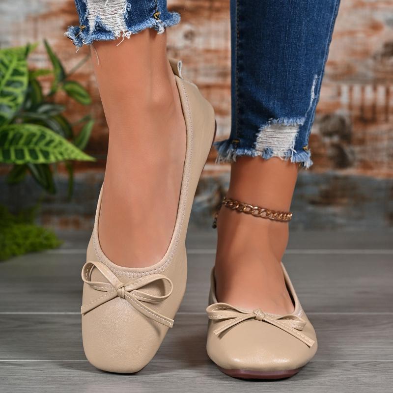 2026 New Women Elegant  Ballet Flats Spring Summer New Versatile Low Top Comfort Soft Lightweight Bow  Shoes