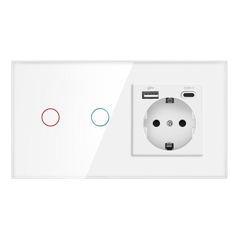 157 European Touch Switch & German Socket with Integrated Glass Panel for Homes