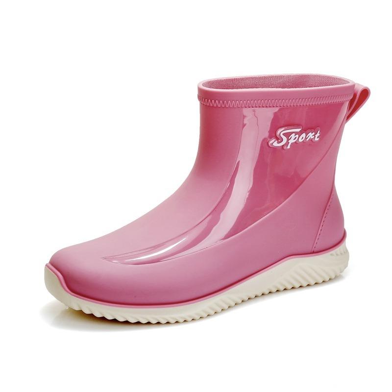 Short rain shoes women wear non-slip waterproof shoes women's fashion trend rain boots fleece warm work shoes glue shoes women