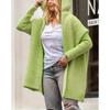 Pull en tricot à capuche chauve-souris surdimensionné pour femme 2026 Mélange d'acrylique doux Chic décontracté Tenue de bureau Longueur moyenne Ouverture sur le devant