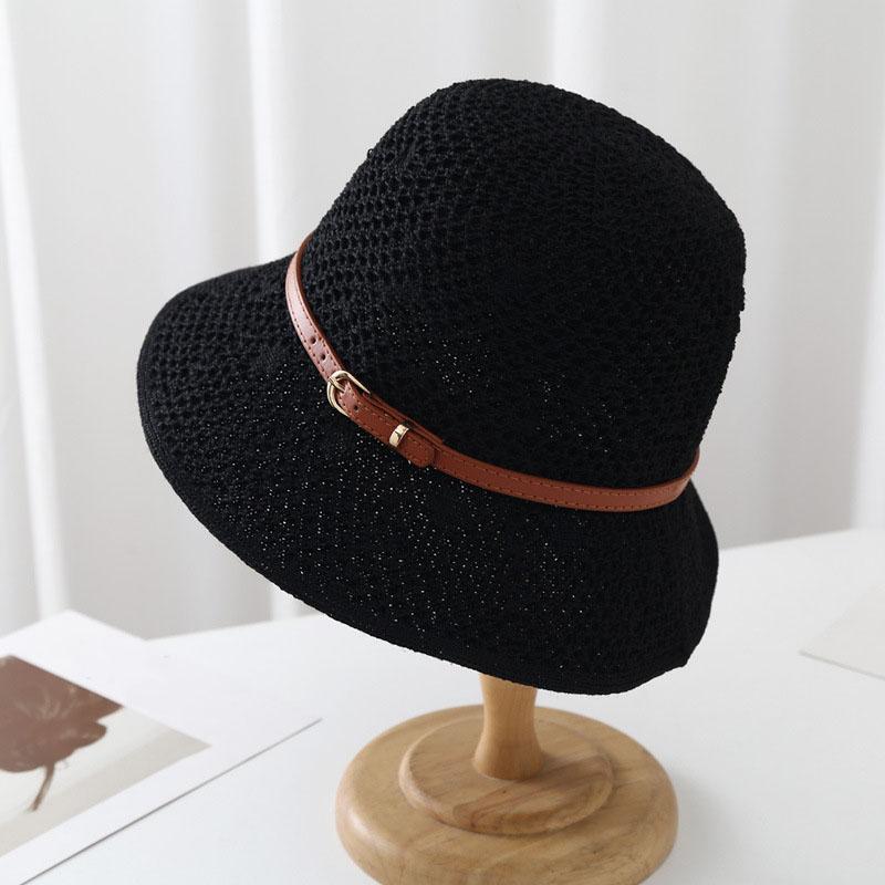 WTEMPO 1PC Spring Summer Foldable Mesh Caps Women's Breathable Hollow-out Sun Hats Lightweight Hats with Adjustable Belt Women's Clothing Accessories