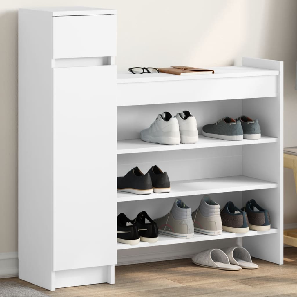 Vidaxl Schuhschrank, Weiß, 100,5X28X100 Cm, Holzwerkstoff