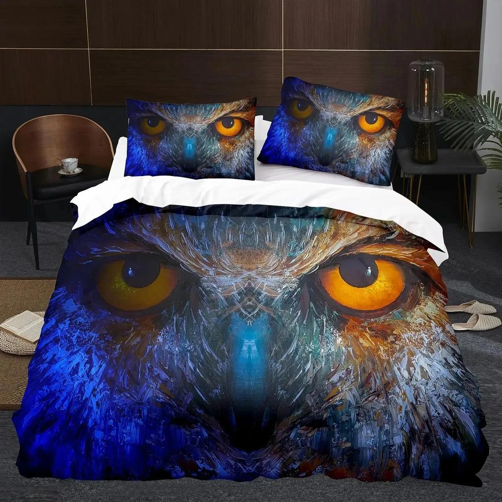 Animal Owl Bird Black Nighthawk Beding Set Bedrom Soft Modern Bedspreads Comefortable Soft Duvet Cover Comfortable Quilt Cover And Pilowcase