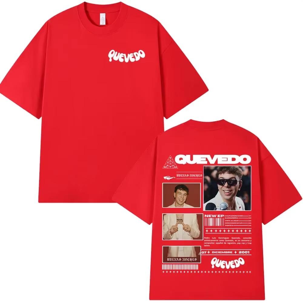 Rapper QUEVEDO 2025 BUENAS NOCHES T-shirt Men Women Fashion Hip Hop T-shirts Summer Casual Loose Short Sleeve T Shirt Streetwear