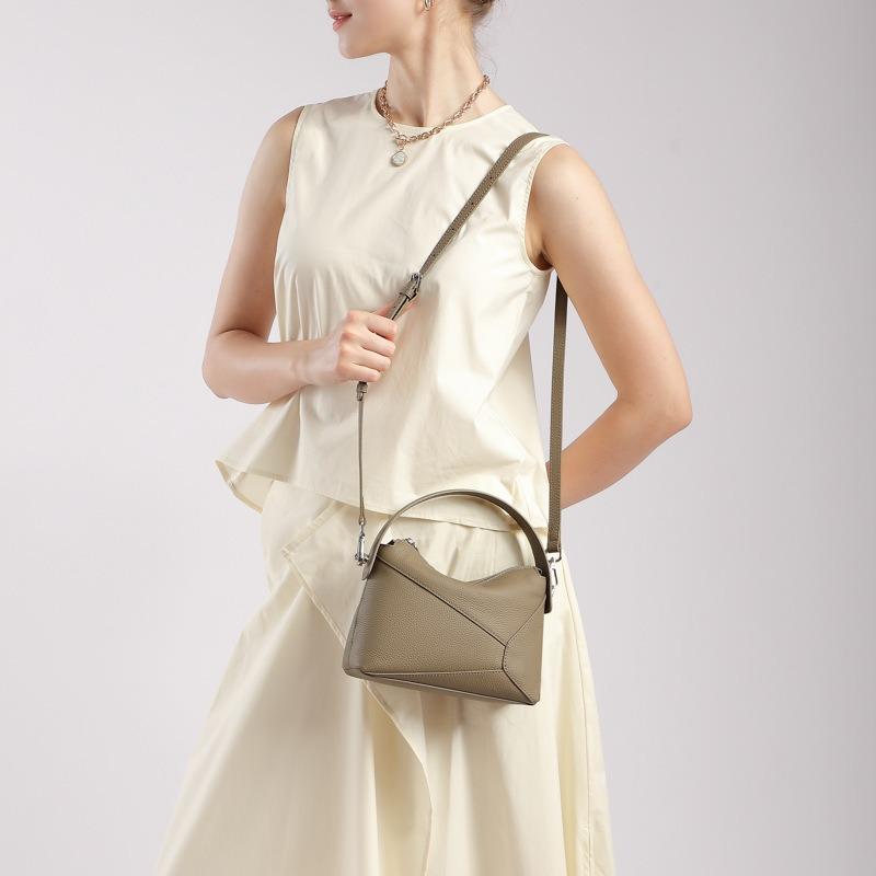 First Layer Cowhide High-end Ceiling 25 New Geometric Bag Mini Leather Pillow Bag Shoulder Crossbody Handbag Women's Bag
