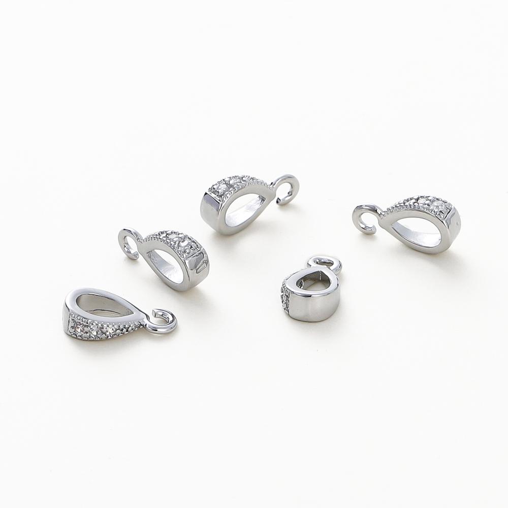 4PCS/lot 14K 18K Gold Color Plated Brass with Zircon Bale Pinch Clasp For Pendant Connector DIY Necklace Jewelry Making Findings