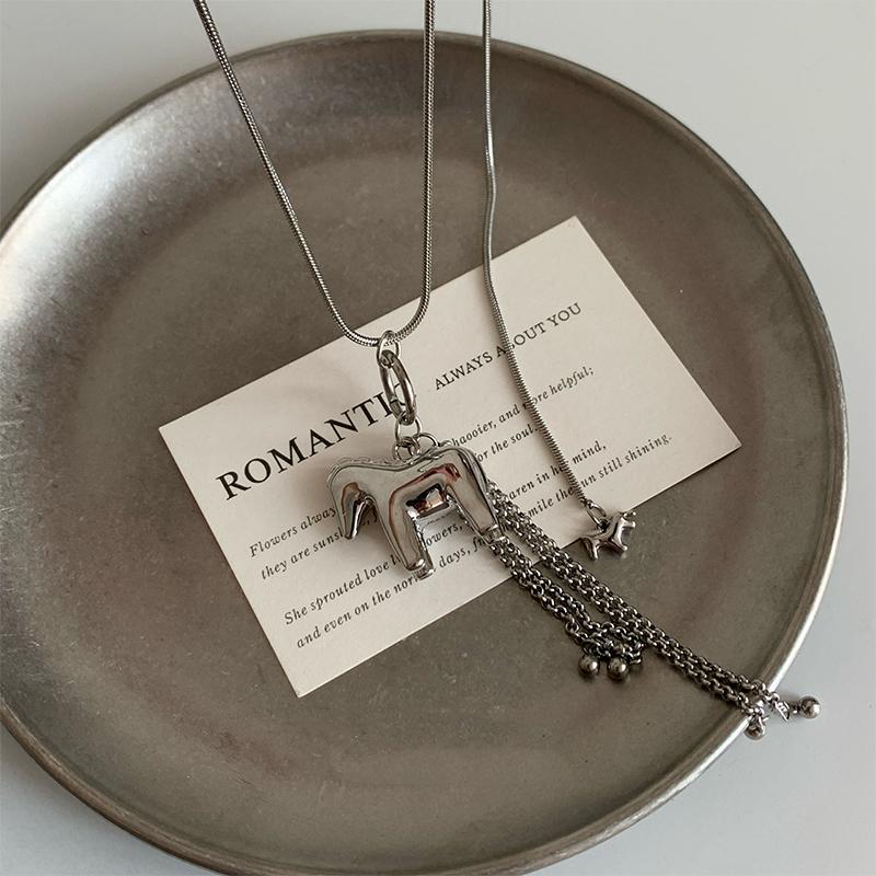 Fashion Metal Long Silver Pony Pendant Necklaces For Women Cartoon Horse Necklace Jewelry Accessories Gift