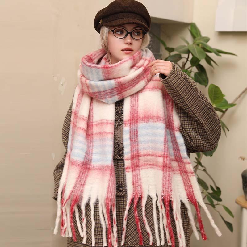 Winter New High-end Imitation Cashmere Warm Scarf Women's Winter Atmosphere Thickened Shawl Thick Beard Scarf