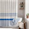 Simple Tassel Striped Bathroom Curtain – Printed Bamboo Joint Fabric, Privacy Shower Partition, Waterproof & Heavy Duty (Hooks Included)