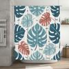Modern Monstera Leaf Shower Curtain Set for Bathroom Decor in Various Colors Waterproof Durable Home Decoration Item (Green Leav