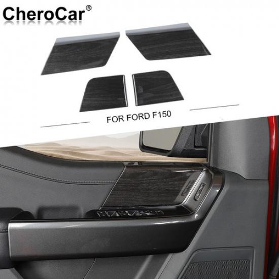 4X Car Interior Door Panel Decor Cover Trim For + Ford F150 Black Wood Grain