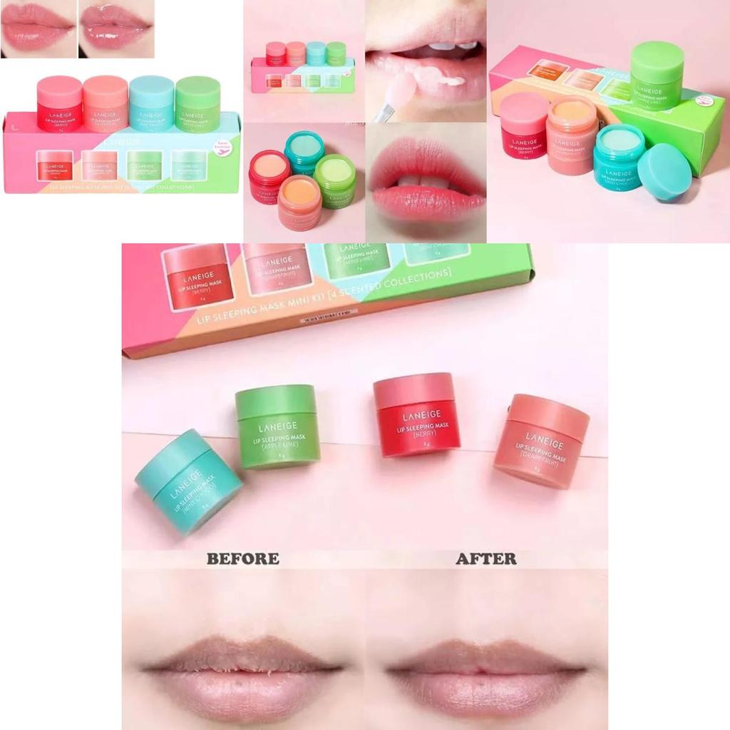 Nourishing Sleep Lip Mask Set Of Four With Moisturizing Hydration For Day And Night Care