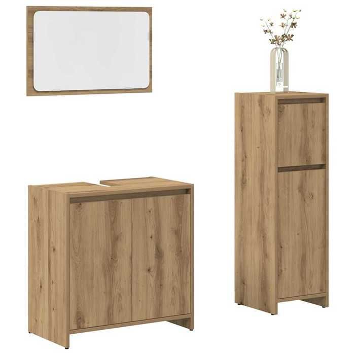 VidaXL Ensemble De Meubles Salle De Bain 3 Pcs Bois D'ingénierie, Armoire De Salle De Bain, Placard De Salle De Bain, Meuble 3328564