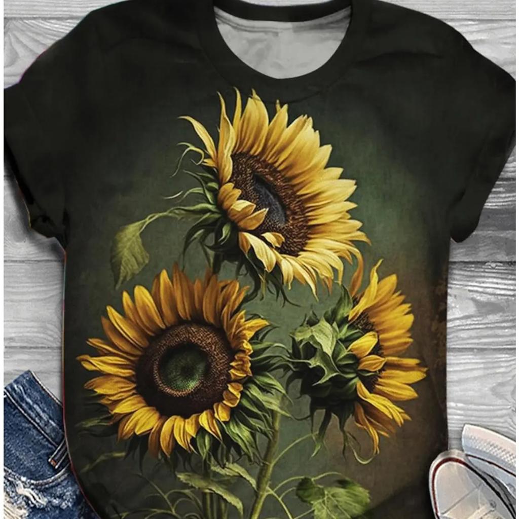 2024 Neu in Damen-T-Shirts, 3D-Druck-Design, Grafik-Tops, trendige Rundhals-Kurzarm-T-Shirts, Streetwear, Y2k-Kleidung für Mädchen