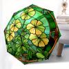 Stained Window Panel with Yellow Flowers - DecorativeArt for Home or GardenUmbrella, Portable 3-Fold Compact Umbrella for Men & Women Gift