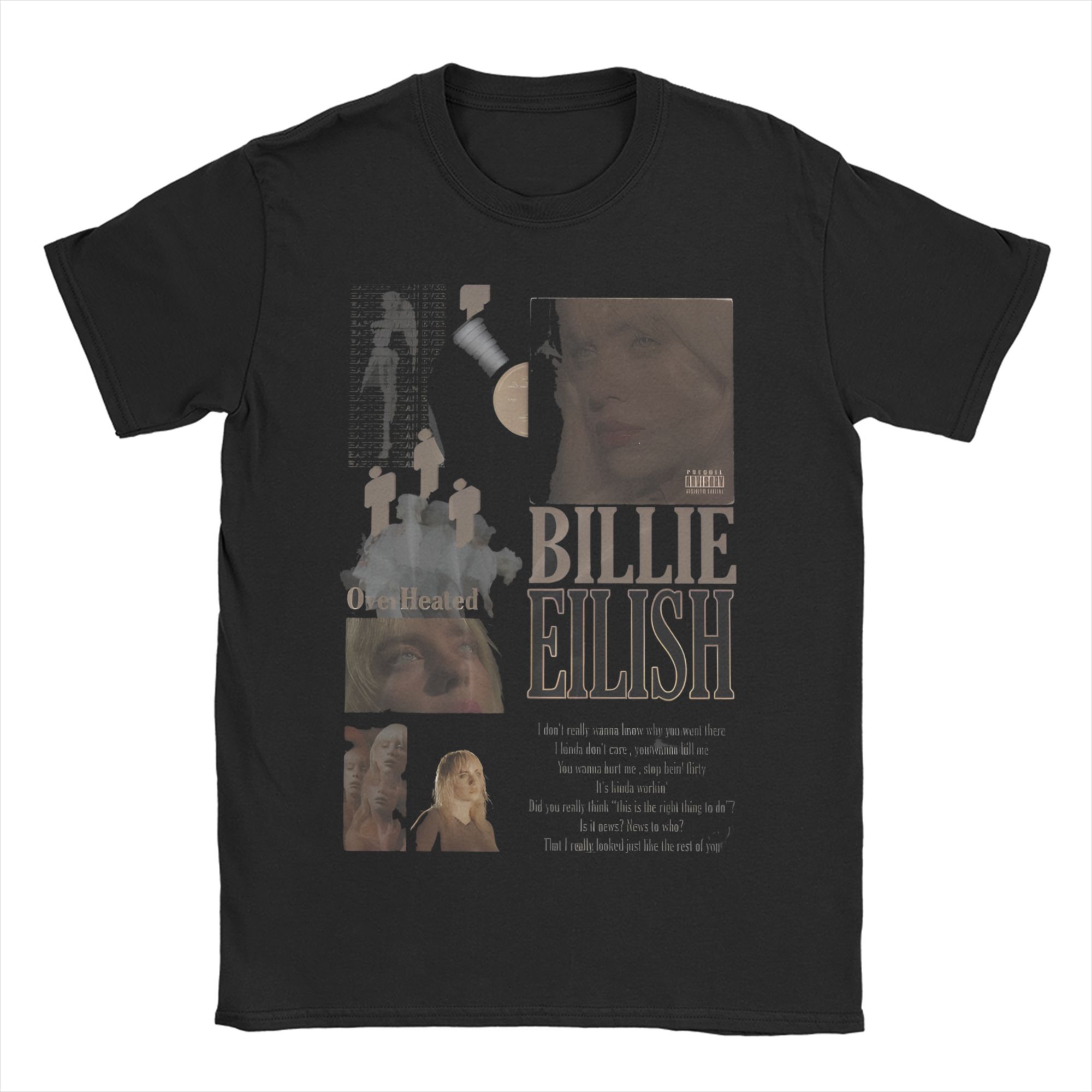 ZheXiong TEE Amerikaans Zanger T-shirt voor Mannen Vrouwen BILLIEEILISH Katoenen T-shirt Ronde Hals Korte Mouw T-shirts Klassieke Kleding L