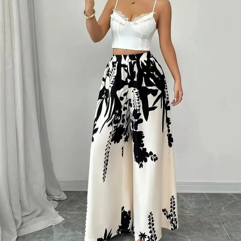Modische Damen-Hose mit Print, Schnürung, Taillenbetonung, schmal geschnitten, lässig