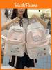 Zaino Carino a Pois con Gatto per Ragazze delle Scuole Superiori Borsa Scolastica in Nylon