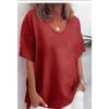 Women Solid Color U Neck Regular Short Sleeve T-shirt Loose Casual Summer Versatile Basic Tee