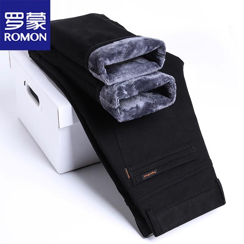 ROMON Men's Warm Straight-Fit Casual Pants