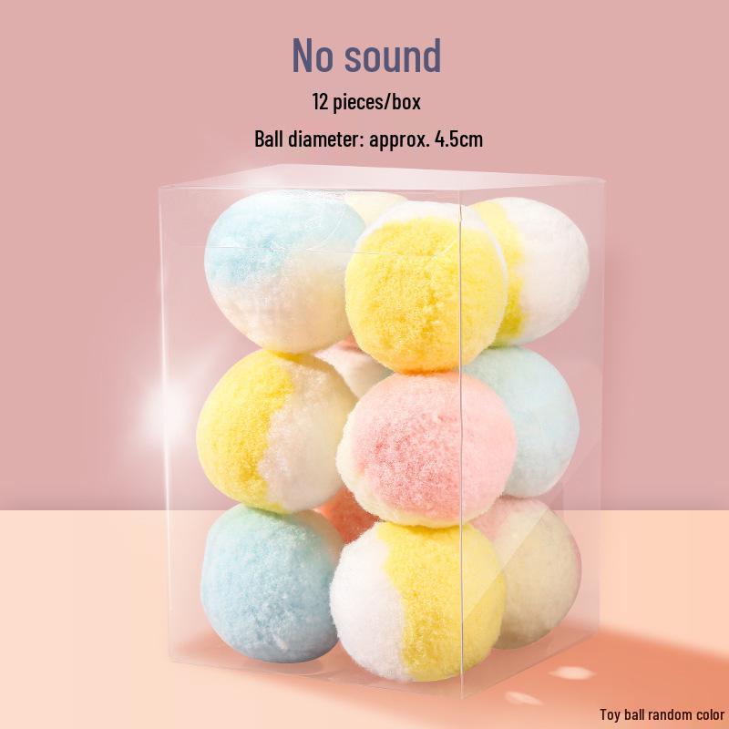 Cat Toy: Bite-Resistant Silent Plush Ball Teaser Wand for Self-Play and Boredom Relief