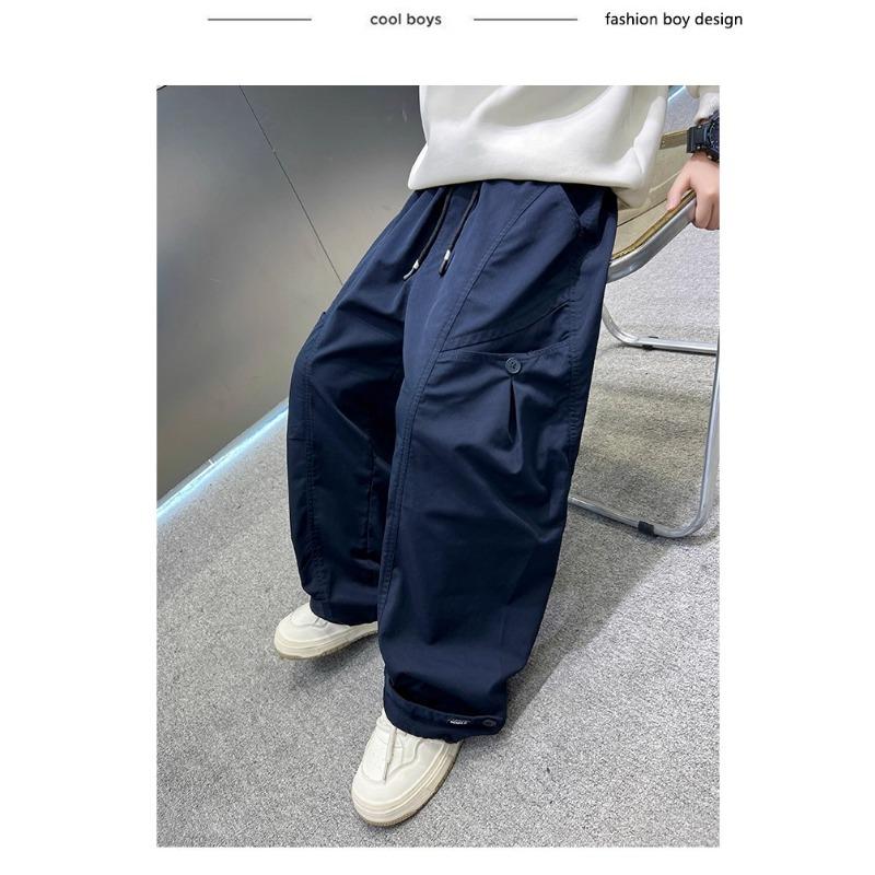 Boys Big Kids Casual Straight Wide Leg Cargo Long Pants
