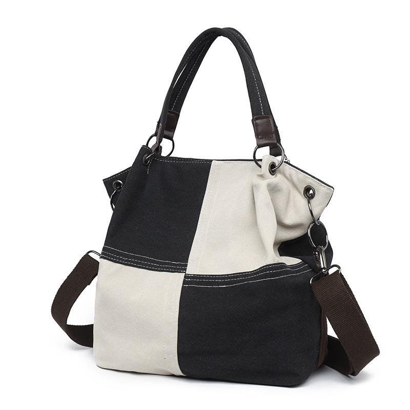 Tote Women's Bag New Canvas Retro Shoulder Bag Simple and Fashionable Versatile Women's Commuter Bag Large-capacity Messenger Bag