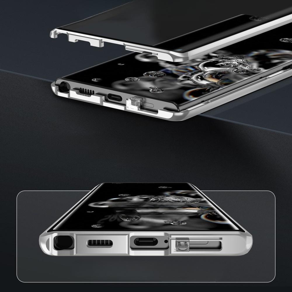 Case for Samsung Galaxy S23, Magnetic Dual Glass, Silver