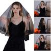 Gothic Lace Flower Trim Wedding Veils with Easy Wear Design for Halloween Bride and Costume Parties Dressingup Headwear