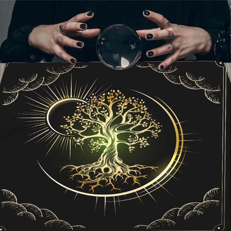 Tarots Card Tablecloth Altars Cloth Moon Sun Tree Astrologys Tablecloth Decors