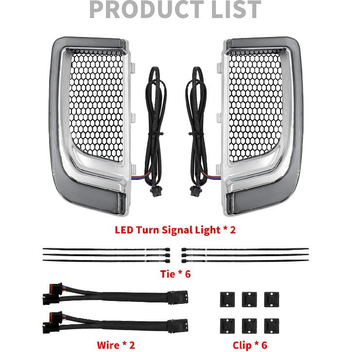 HDBUBALUS Engine Guard Lowers Grills Leg Fairing LED Turn Signal Light Running Light Compatible with Harley Touring Street Glide Road Glide Electra