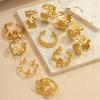 Stainless Steel Geometric Flower Leaves Rings for Women Men Classic Waterproof No Fade Splicing Opening Ring Jewelry Accessories