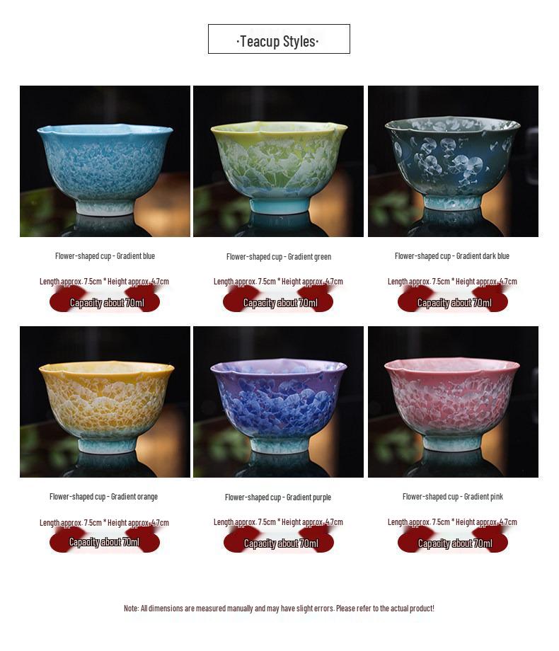 Exquisite Crystalline Glaze Ceramic Tea Cup Set - Gongfu Style for Elegant Tea Tasting