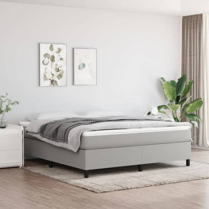 Maison Exclusive - Sommier à lattes de lit avec matelas Gris clair 160x200cm Tissu