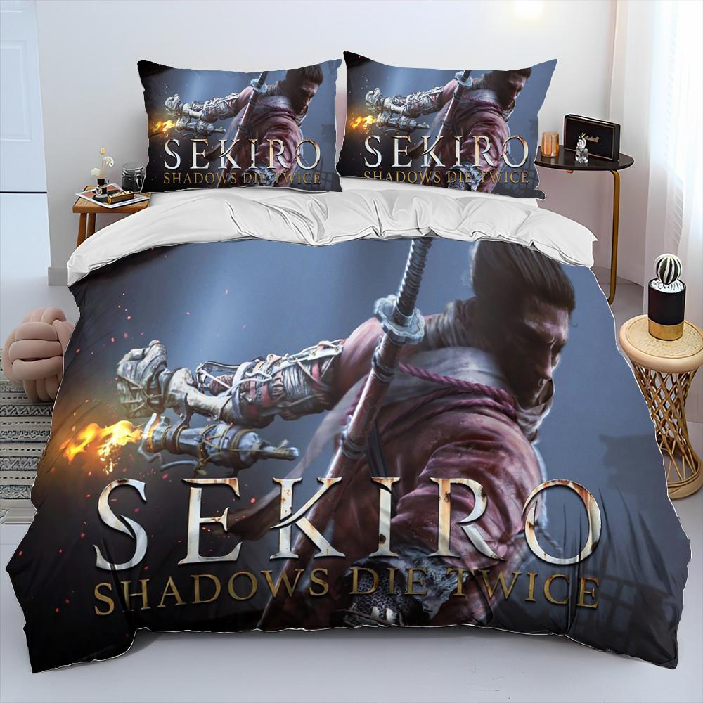 3D Sekiro:Shadows Die Twice Game Comforter Bedding Set,Duvet Cover Bed Set Quilt Cover Pillowcase,king Queen Size Bedding Set
