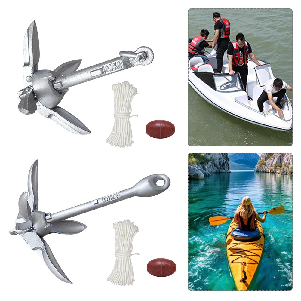 0.7/1.5KG Grapnel Anchor Folding Kayak Anchor with 65ft Marine Rope and Buoy for Kayak Fishing Canoes Jet Ski SUP Board