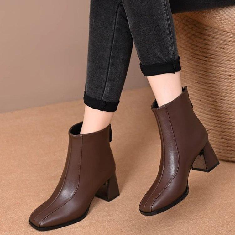 2025 Autumn New French Thin Boots Women's Winter Height Increase Thin Short Boots Temperament with Skirt Velvet High Heel Boots