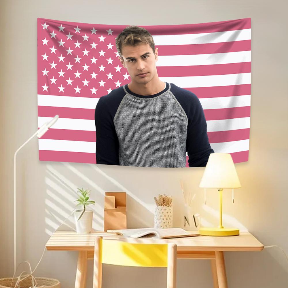 British Actor Tapestry Theo James American Flag Home Decor Wall Hanging Room Decoration Bedroom Dorm Background Cloth Fans Gift