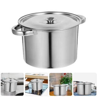 Stainless Steel Covered Soup Pot with Lid Multifunctional Kitchen Cookware Large Bucket for Soup Porridge Rice