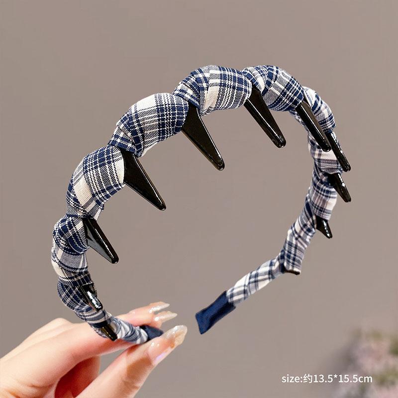 

Korean-Style Woven Checkered Toothed Cloth Large Headband Fashionable And Delicate For Women Hair Accessory