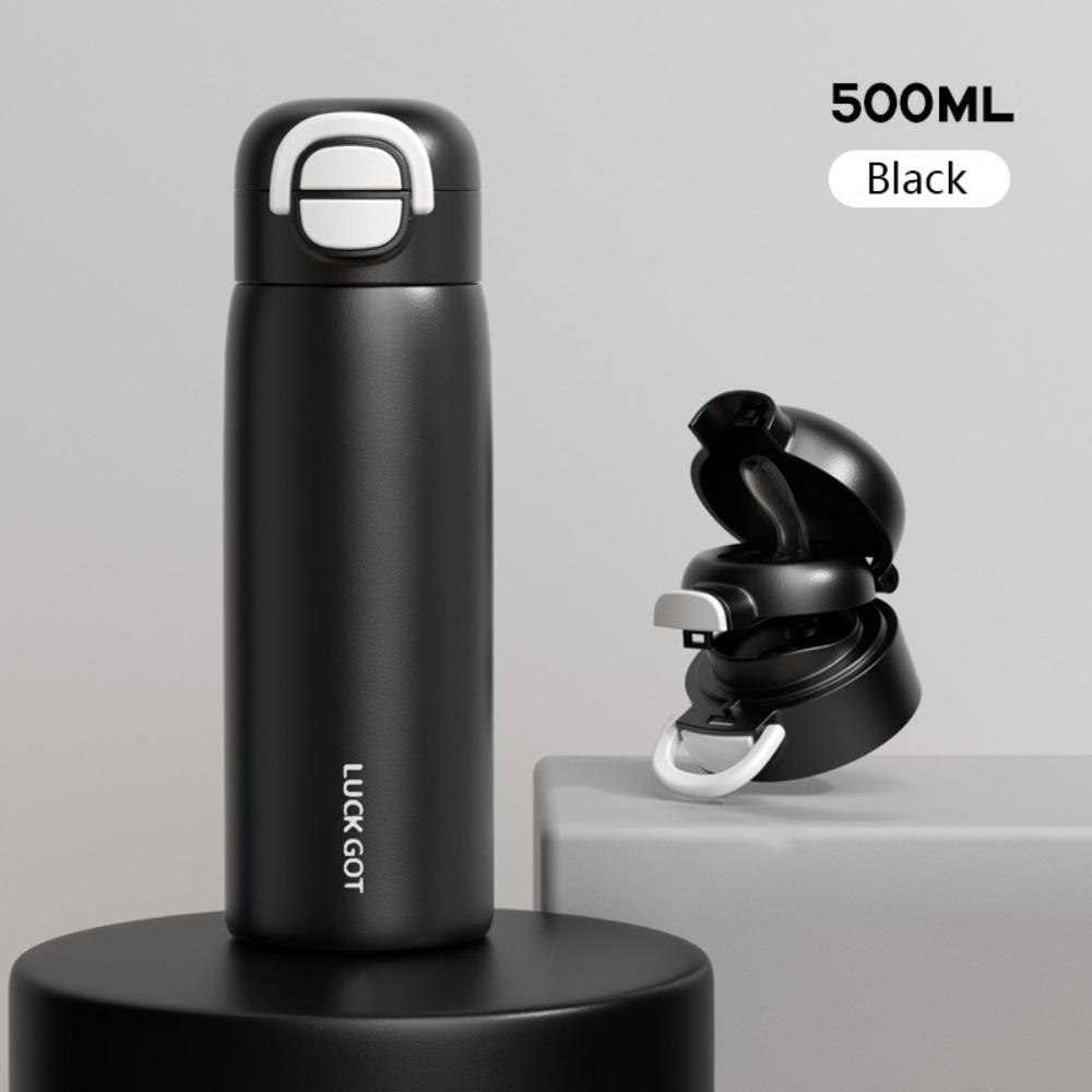 Portable 500ML Double Drink Vacuum Flasks 316 Stainless Steel With Straw Thermal Mug Leak-proof Double Drink Water Bottle Water