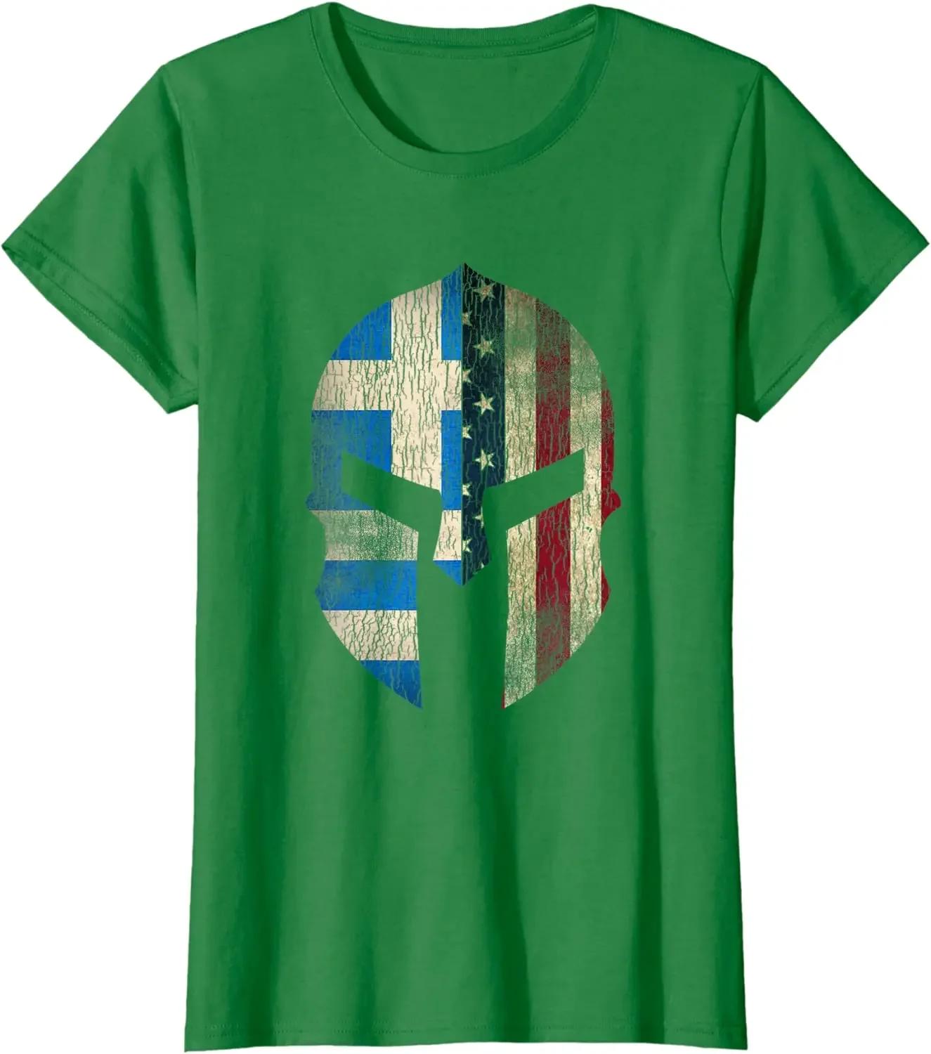 Greek American Pride Greece Spartan Helmet Men TShirt Short Sleeve Casual Cotton ONeck Summer T Shirt S