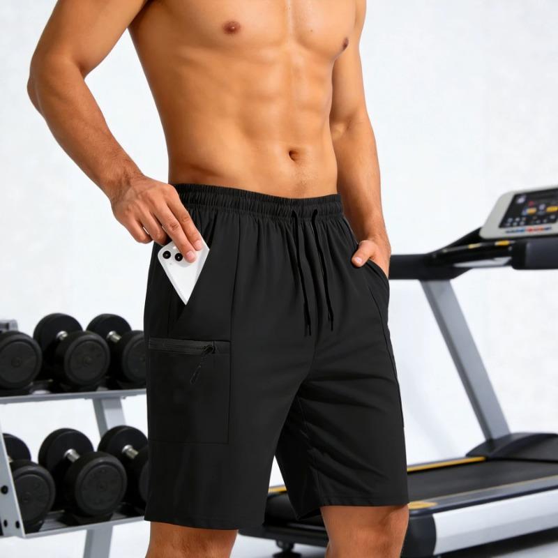 Men s All Match Relaxed Fit Drawstring Waist Training Shorts S чёрный